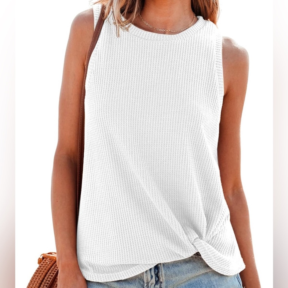 NEW CUPSHE Sleeveless Ribbed Twist Tank Top